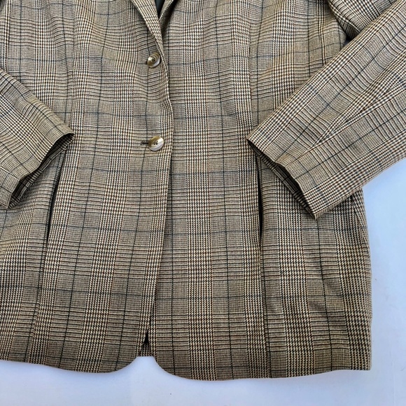 Vintage Harve Bernard Embroidered Fall Leaves Plaid Wool Blazer - Picture 5 of 6